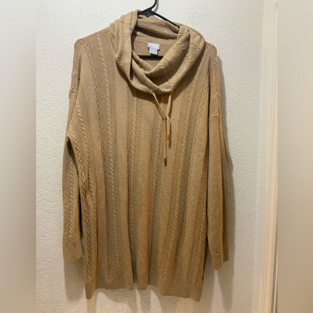 NWT Chico's Zenergy Cotton Cashmere Cable Knit Sweater Womens Size 3 US XL